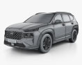 Hyundai Santa Fe 2021 3D модель wire render