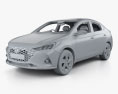 Hyundai Verna セダン HQインテリアと 2023 3Dモデル clay render