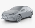 Hyundai Verna 2023 3D-Modell clay render