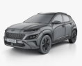 Hyundai Kona 2023 3D 모델  wire render