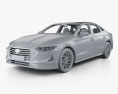 Hyundai Sonata con interni e motore 2014 Modello 3D clay render