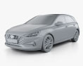 Hyundai i30 混合動力 掀背车 2023 3D模型 clay render