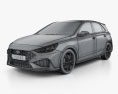 Hyundai i30 N 해치백 2023 3D 모델  wire render