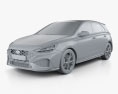 Hyundai i30 N 해치백 2023 3D 모델  clay render