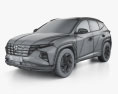 Hyundai Tucson hybrid 2024 3D-Modell wire render