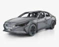 Hyundai Elantra US-spec с детальным интерьером 2023 3D модель wire render