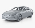 Hyundai Elantra US-spec с детальным интерьером 2023 3D модель clay render