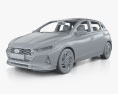 Hyundai i20 с детальным интерьером 2024 3D модель clay render