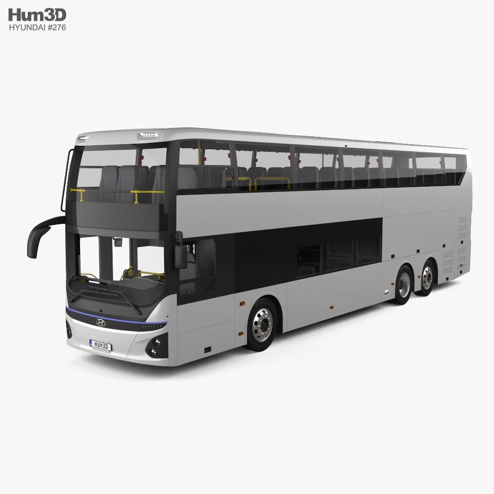 Hyundai Elec City Double Decker Bus con interior 2021 Modelo 3D