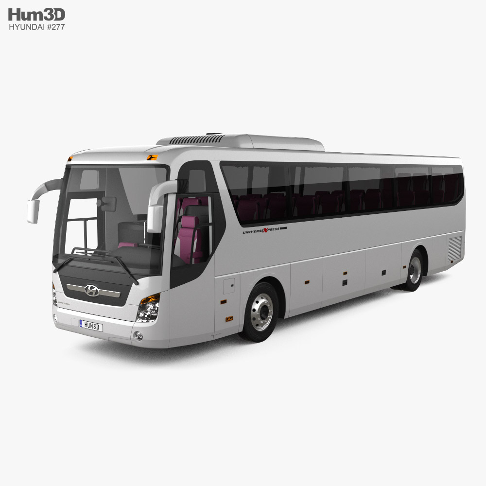 Hyundai Universe Xpress Noble Bus avec Intérieur 2010 Modèle 3D
