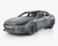 Hyundai Elantra N US-spec з детальним інтер'єром 2022 3D модель wire render