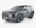 Hyundai Palisade 2024 3D 모델  wire render