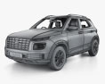 Hyundai Venue Turbo インテリアと 2024 3Dモデル wire render