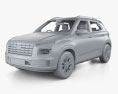 Hyundai Venue Turbo с детальным интерьером 2024 3D модель clay render