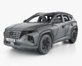 Hyundai Tucson SWB ハイブリッ インテリアと 2024 3Dモデル wire render