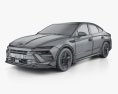 Hyundai Sonata 2023 3D模型 wire render