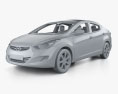 Hyundai Elantra 轿车 带内饰 2010 3D模型 clay render