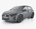 Hyundai i20 hybrid 2024 3Dモデル wire render