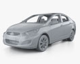 Hyundai Accent sedan avec Intérieur et moteur 2012 Modèle 3d clay render