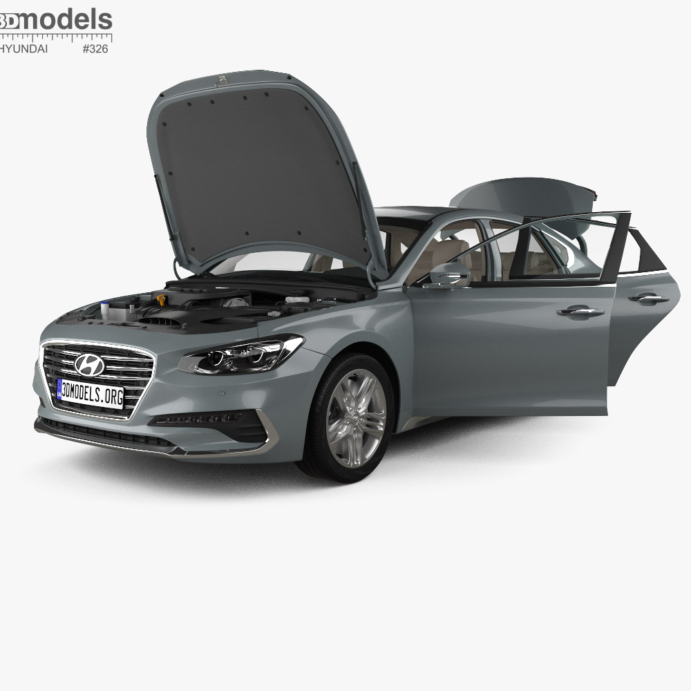 Hyundai Grandeur com interior e motor 2020 Modelo 3d