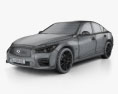 Infiniti Q50 Sport with HQ interior 2019 3d model wire render