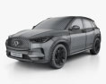 Infiniti QX50 with HQ interior 2021 3d model wire render