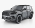 Infiniti QX80 Limited with HQ interior 2022 3d model wire render