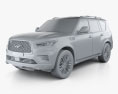 Infiniti QX80 Limited with HQ interior 2022 3d model clay render