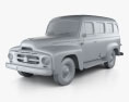 International Harvester R-110 Travelall 1953 3d model clay render