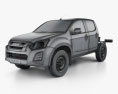 Isuzu D-Max Double Cab Chassis SX 2020 3d model wire render