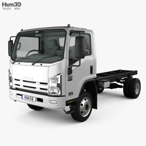Isuzu NPS 300 Single Cab Chassis Truck with HQ interior 2019 3D model