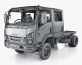 Isuzu NPS 300 Crew Cab Chassis Truck with HQ interior 2018 3d model wire render