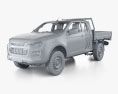 Isuzu D-Max Space Cab AlloyTray SX 인테리어 가 있는 와 엔진이 RHD 2023 3D 모델  clay render