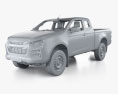 Isuzu D-Max Space Cab SX с детальным интерьером и двигателем RHD 2023 3D модель clay render