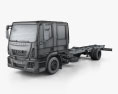 Iveco EuroCargo ダブルキャブ シャシートラック 2016 3Dモデル wire render