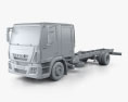 Iveco EuroCargo ダブルキャブ シャシートラック 2016 3Dモデル clay render