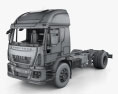 Iveco EuroCargo 섀시 트럭 2축 인테리어 가 있는 2016 3D 모델  wire render