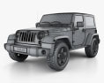 Jeep Wrangler Rubicon ハードトップ 2011 3Dモデル wire render