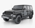 Jeep Wrangler Unlimited Rubicon 4-door 2020 3d model wire render