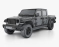 Jeep Gladiator Rubicon HQインテリアと 2023 3Dモデル wire render