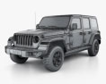 Jeep Wrangler 4-door Unlimited Rubicon with HQ interior 2020 3d model wire render