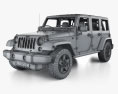 Jeep Wrangler Unlimited 5 portas com interior 2015 Modelo 3d wire render