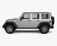 Jeep Wrangler Unlimited 5 porte con interni 2015 Modello 3D vista laterale