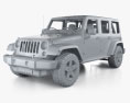 Jeep Wrangler Unlimited 5 portes avec Intérieur 2015 Modèle 3d clay render