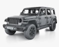 Jeep Wrangler Unlimited Sahara mit Innenraum 2021 3D-Modell wire render