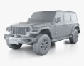 Jeep Wrangler Unlimited Rubicon X 4xe 2024 3D 모델  clay render