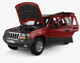Jeep Grand Cherokee con interior y motor 1998 Modelo 3D