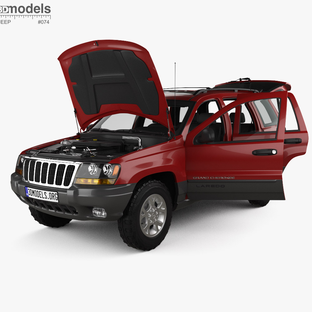 Jeep Grand Cherokee з детальним інтер'єром та двигуном 1998 3D модель