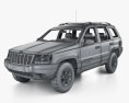 Jeep Grand Cherokee インテリアと とエンジン 1998 3Dモデル wire render