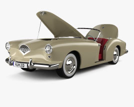 Kaiser Darrin Sport Convertible with HQ interior and engine 1957 3D model